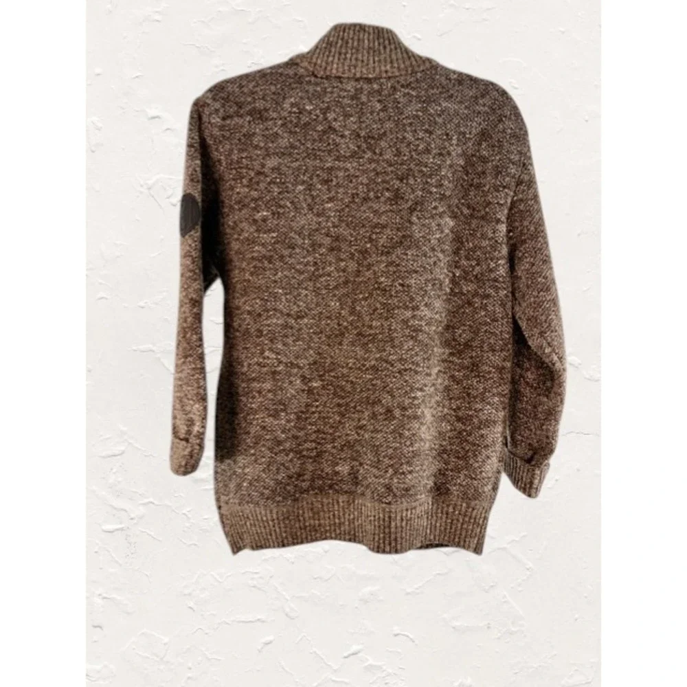 Buffalo David Bitton Men M Brown Marled Full Zip Sweater Fleece Lined Cabin Core